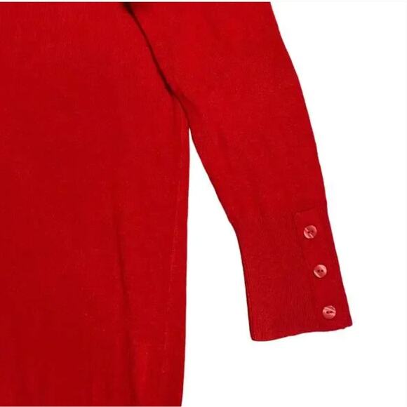 **NWT Ann Taylor Red W/Button Cuff Detail Turtleneck Sweater - SIZE MEDIUM - Picture 3 of 5